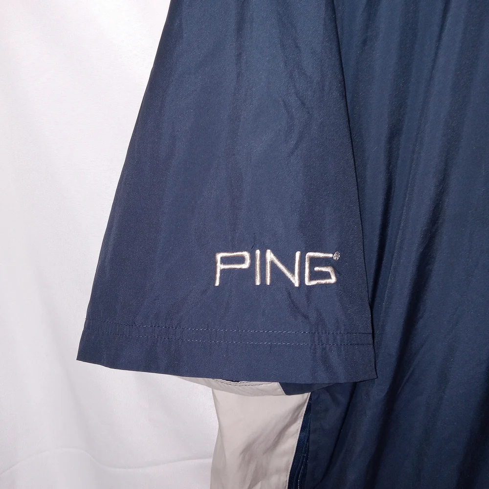 Ping Windbreaker Pullover 1/2 Snap Up Jacket Short Sleeve Men's Navy L Golf